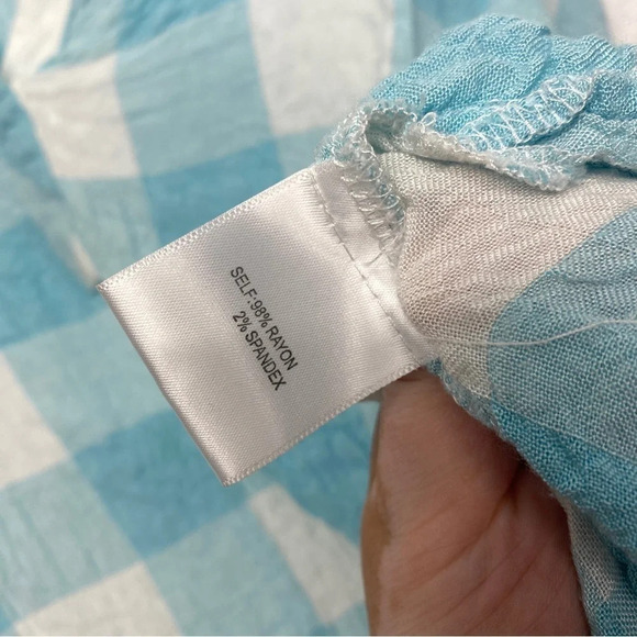 Jane + Delancey Blouse Blue White Check L - Picture 4 of 6